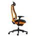 Seitenansicht eines Herman Miller Vantum Gaming-Stuhls in Helio-Orange von rechts.