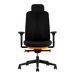 Vorderansicht eines Herman Miller Vantum Gaming-Stuhls in Helio-Orange.