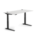 Sitz-Steh-Gaming-Schreibtisch Jarvis mit weißer Tischplatte und schwarzen Beinen.