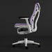 Seitenansicht eines lila-weißen Herman Miller X Logitech Embody Gaming-Stuhls in Amethyst